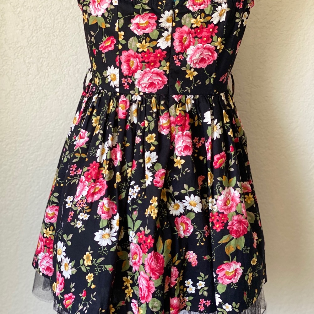 SOLD floral black ruffle minidress sz S - Picture 8 of 8